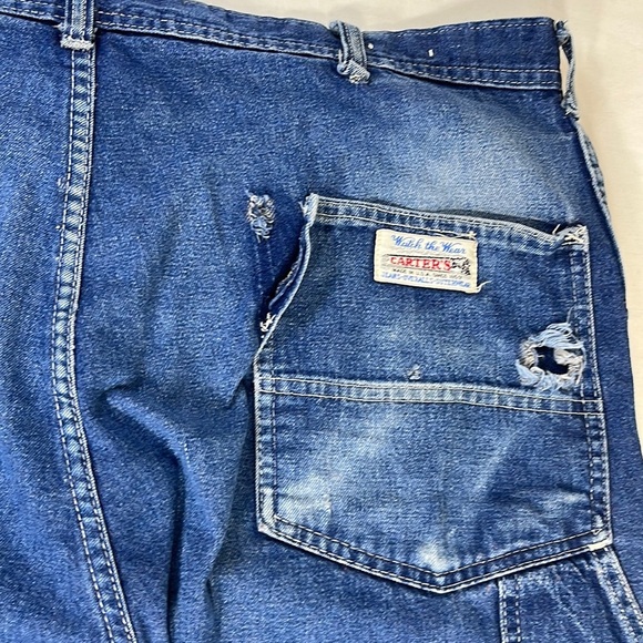 Carter’s Carpenter Jeans Vtg 1960s-70s, Distressed & Worn 40x32 “Watch the Wear” - Picture 4 of 16